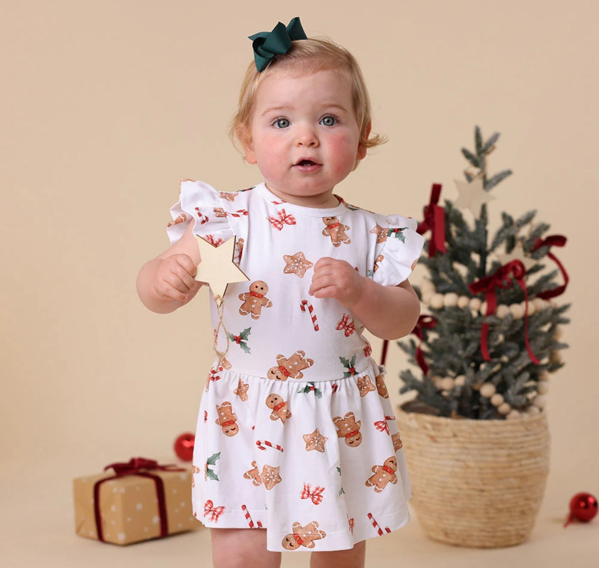 Snuggle Hunny Gingerbread Short Sleeve Dress