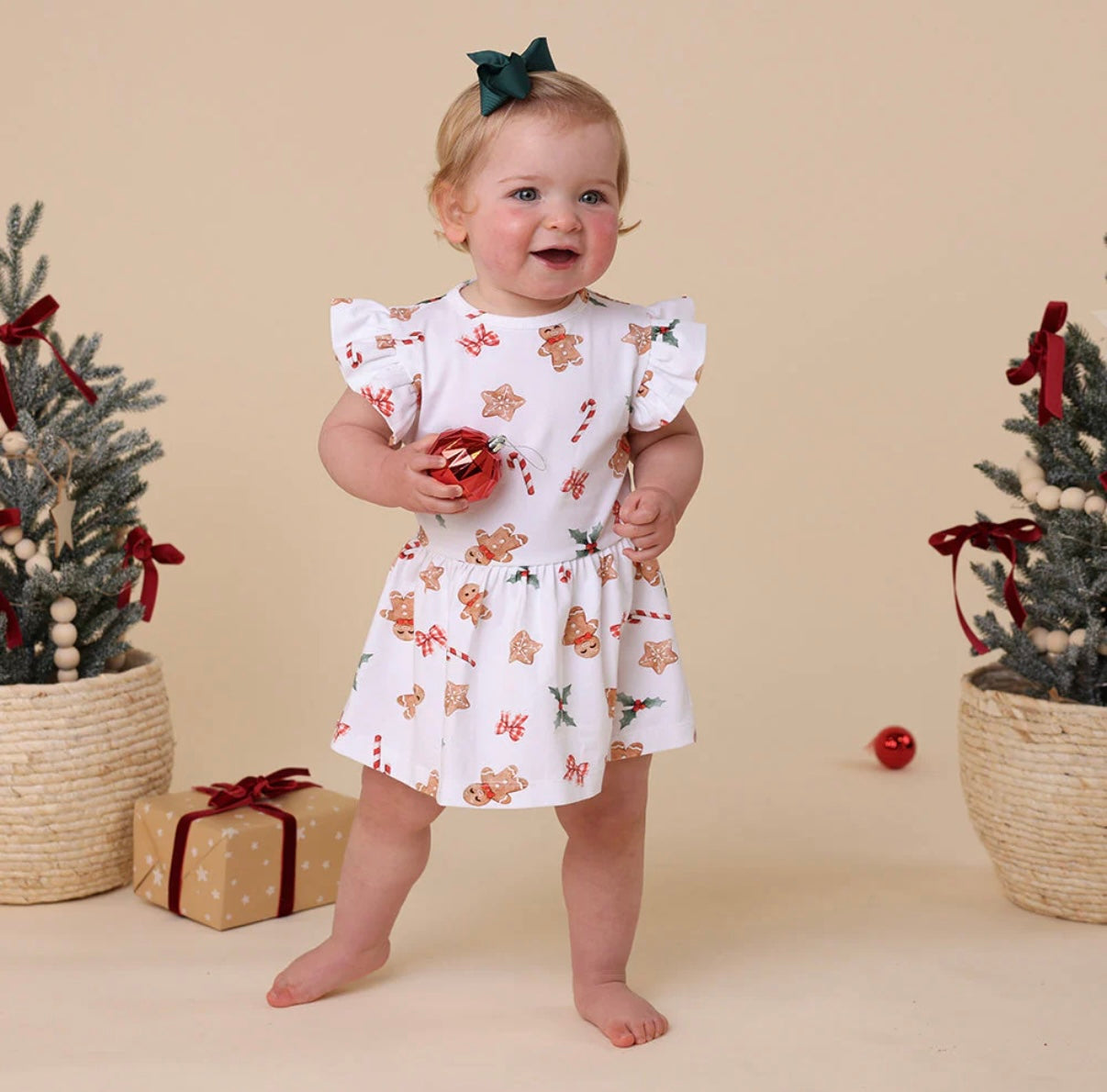 Snuggle Hunny Gingerbread Short Sleeve Dress