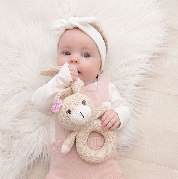 Living Textiles Amelia the Bunny Knitted Rattle