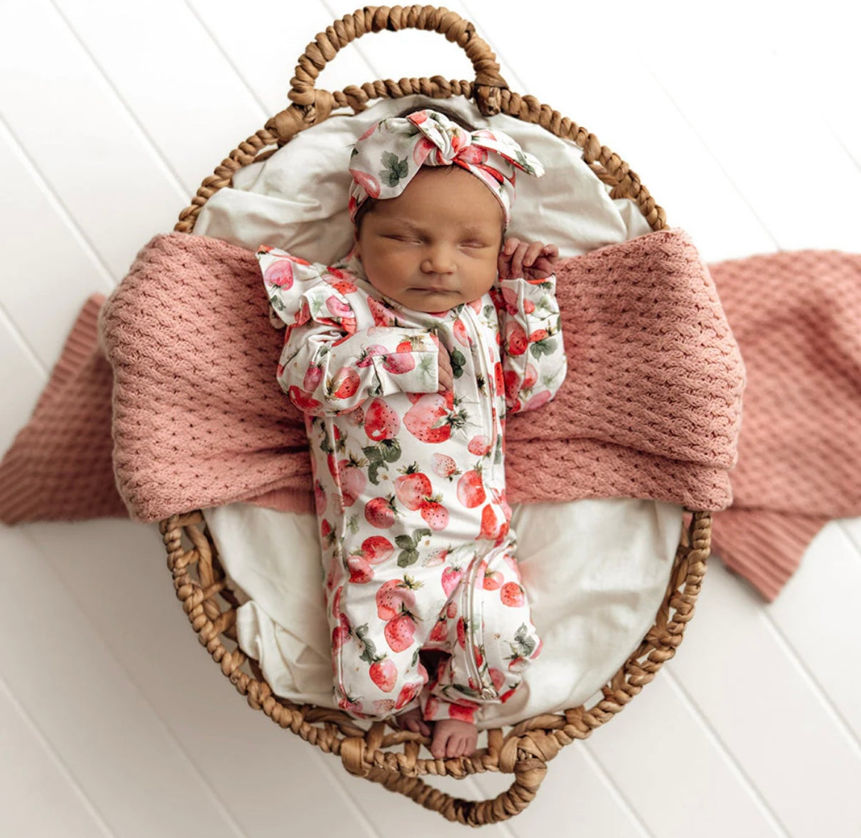 Snuggle Hunny Strawberry Snugglesuit Convertible Romper