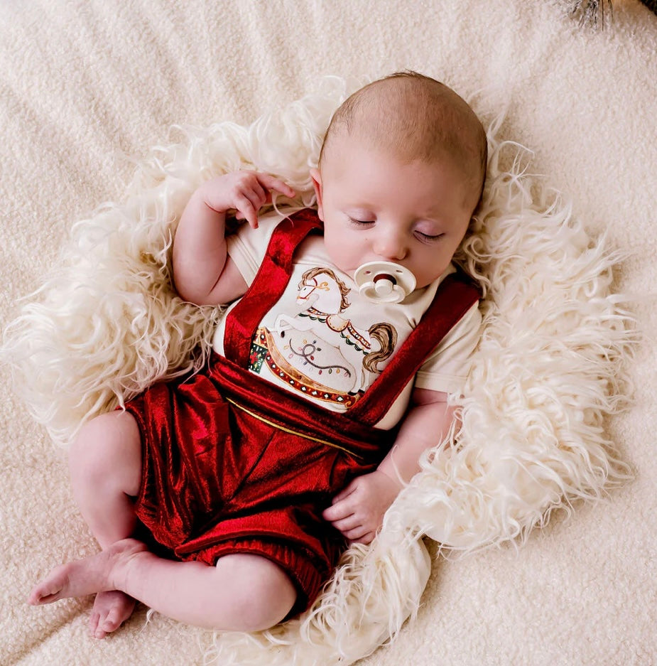 Confetti Kidz Christmas Rocking Horse Bodysuit Eggnog