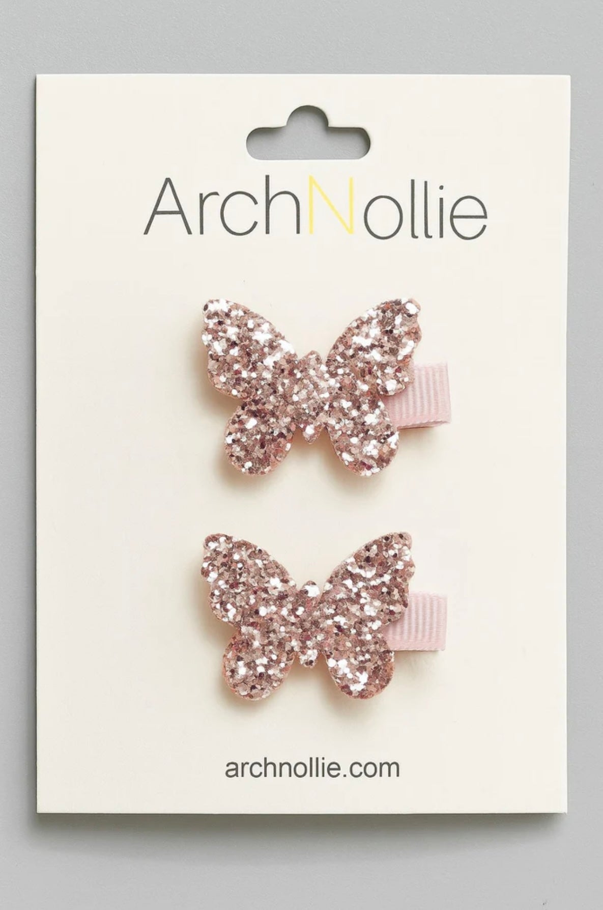 ArchNOllie Glitter Butterfly Hair Clips Pink