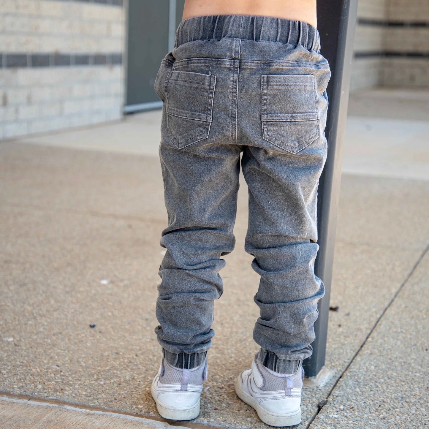 Winter + Raven Distressed Denim Jogger Jeans