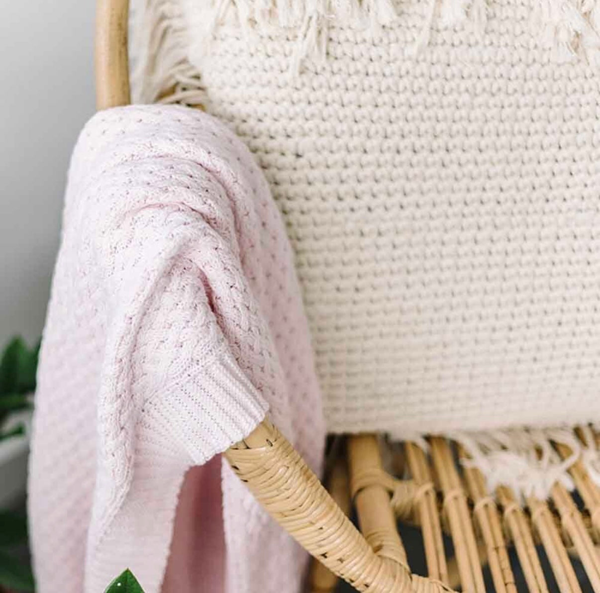 Snuggle Hunny Blush Pink Diamond Knit Baby Blanket