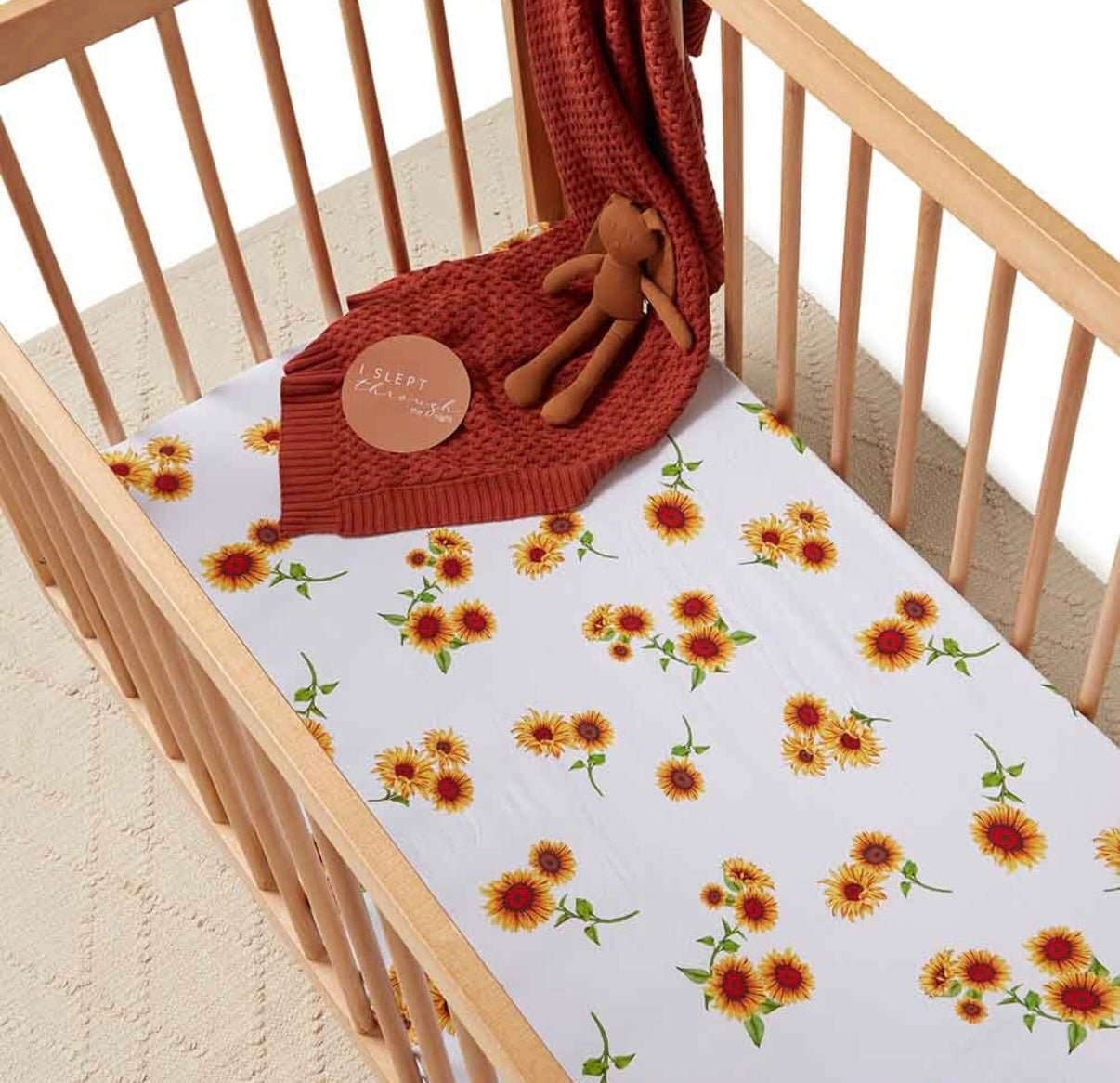 Snuggle Hunny Fitted Cot Sheet Sunflower