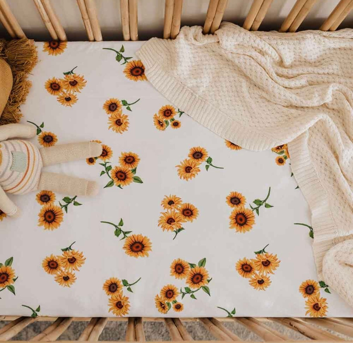 Snuggle Hunny Fitted Cot Sheet Sunflower