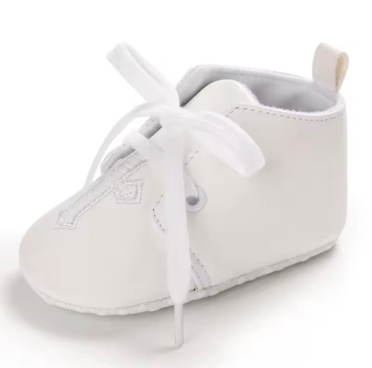 White Christening Baptism Shoes White Cross