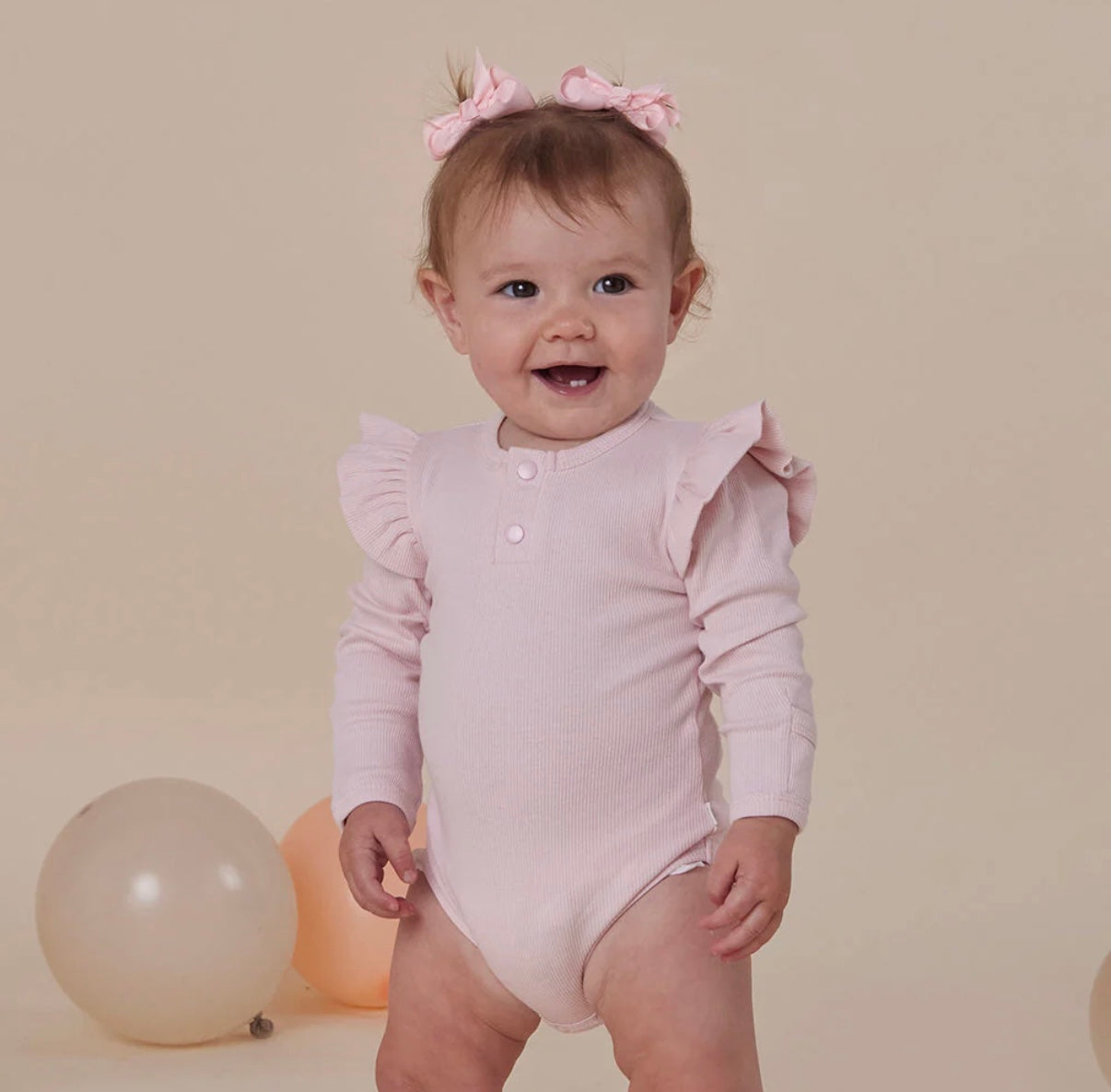 Snuggle Hunny Baby Pink Long Sleeve Bodysuit