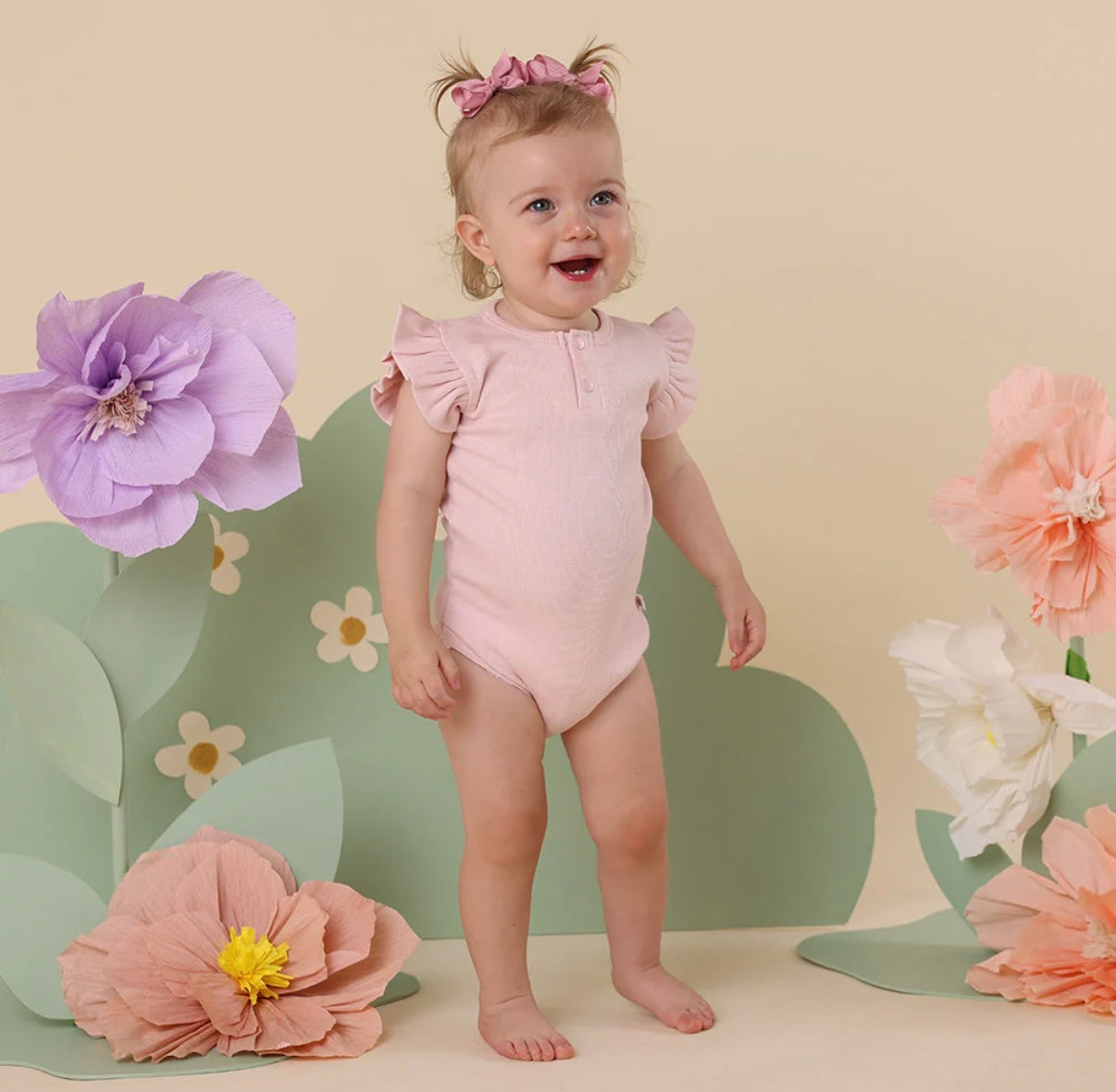 Snuggle Hunny Baby Pink Short Sleeve Bodysuit