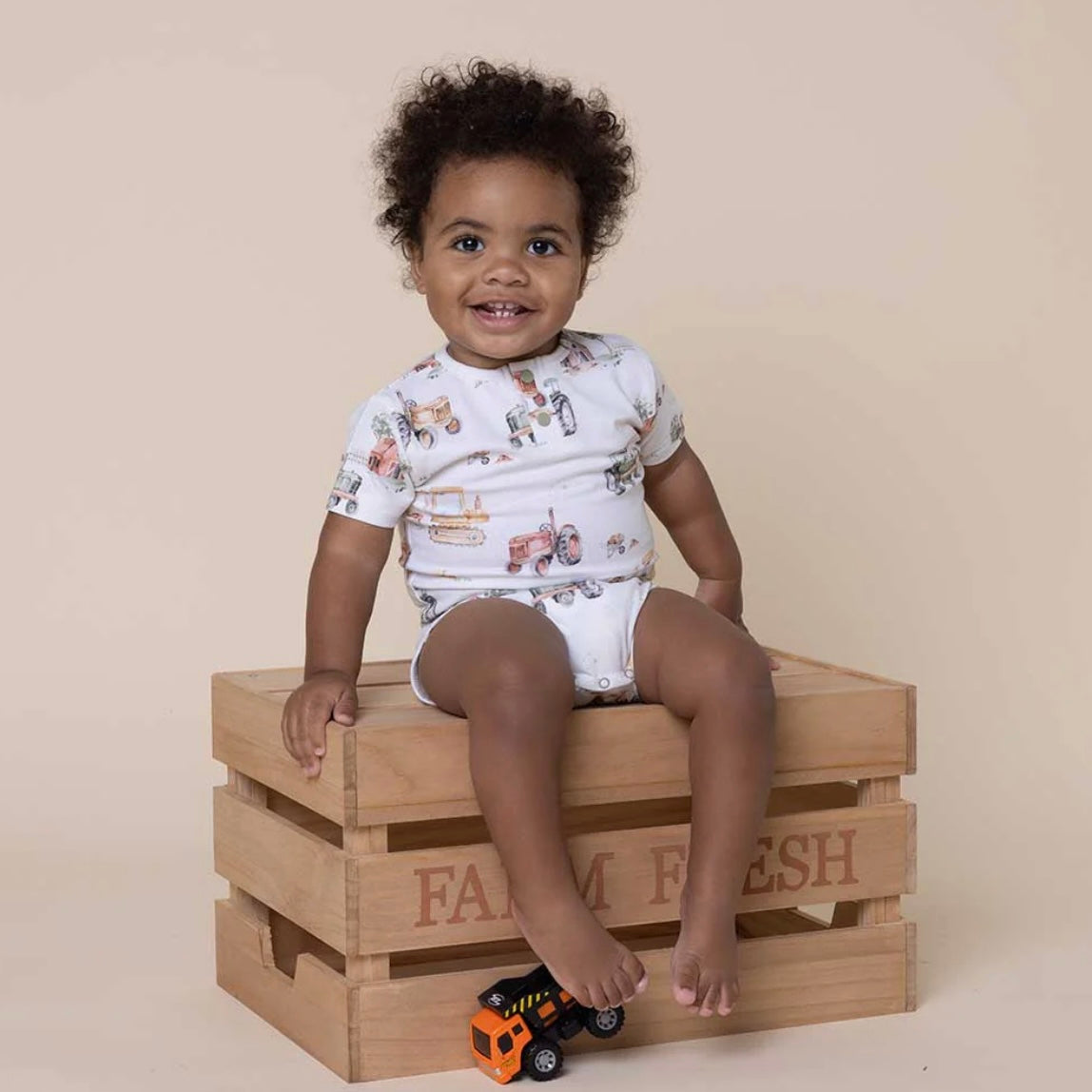 Snuggle Hunny Diggers & Tractors Short Sleeve Bodysuit