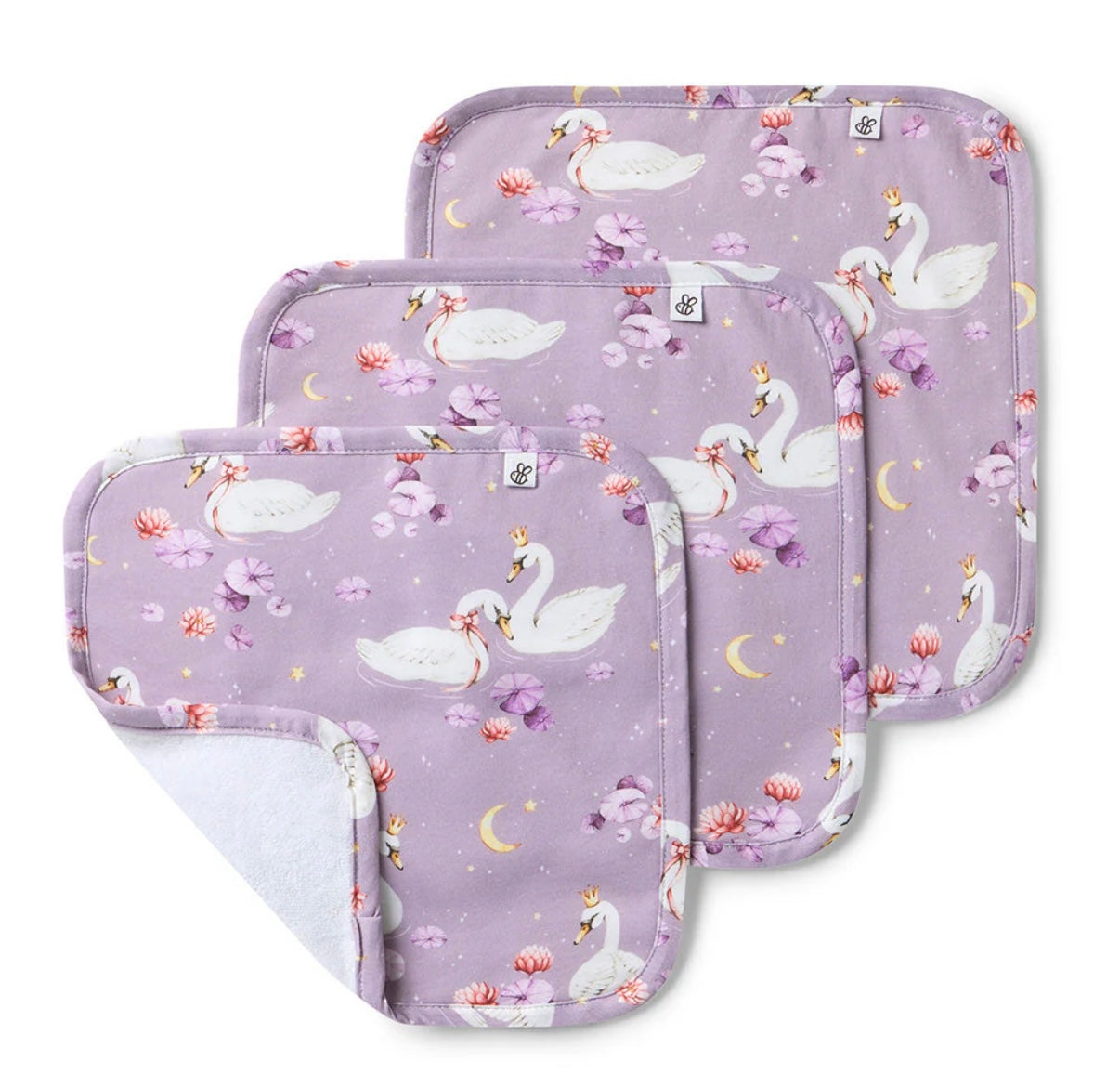 Snuggle Hunny Swan Lake Wash Cloths 3 Pack