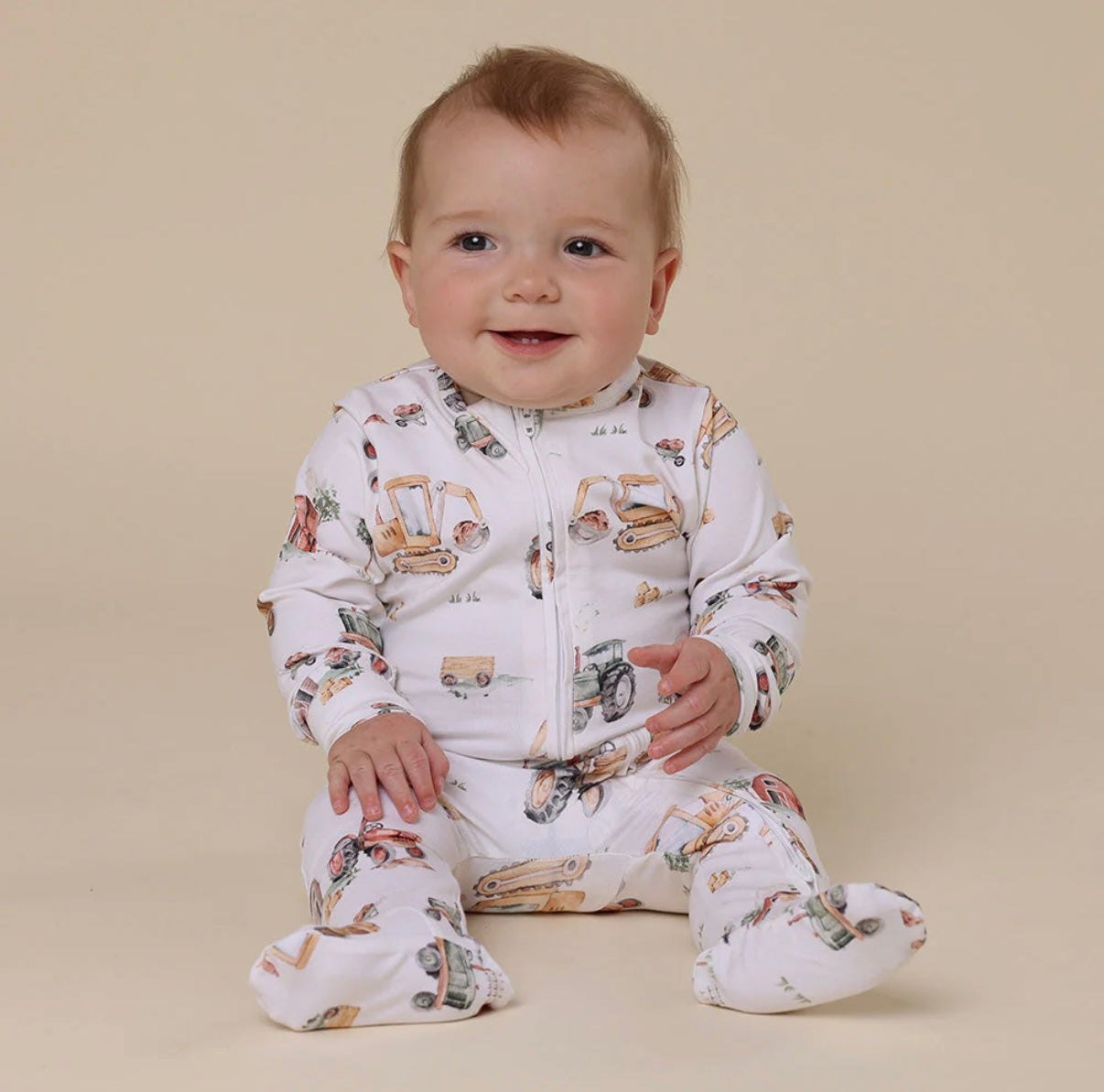 Snuggle Hunny Diggers & Tractors Snuggle Sleepsuit Zip Footie