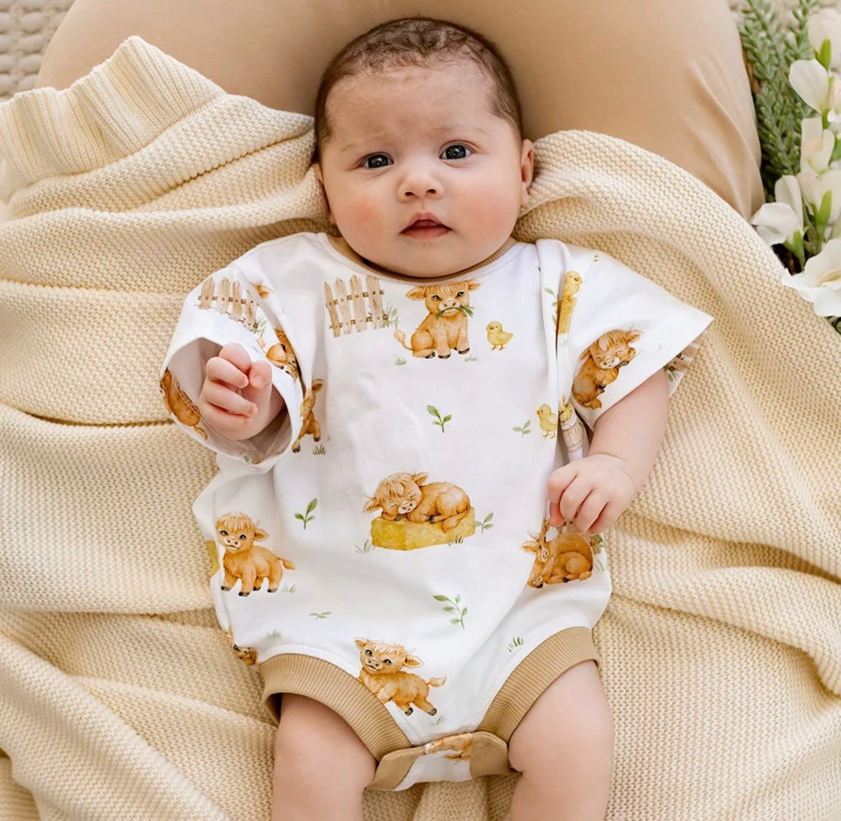 Snuggle Hunny Highland Cows Oversized Romper