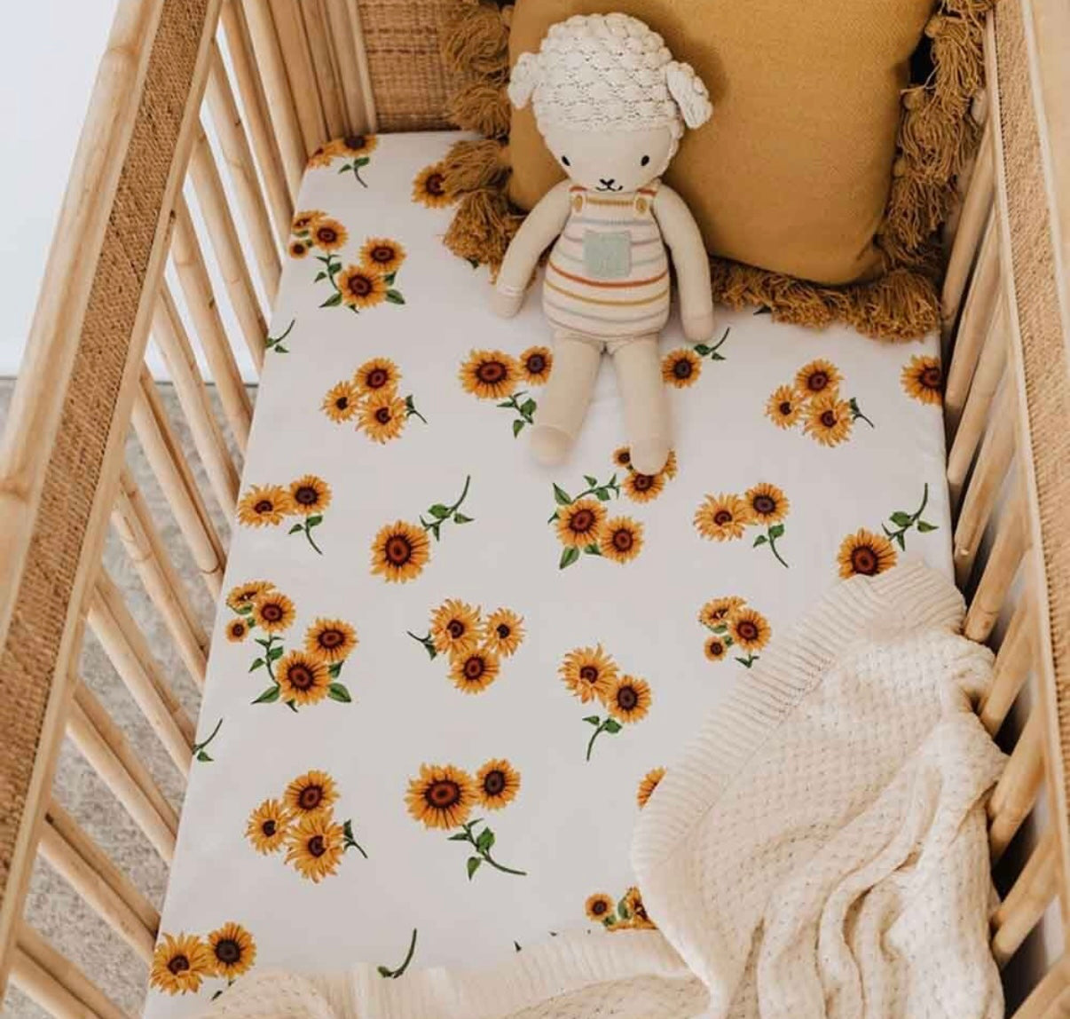 Snuggle Hunny Fitted Cot Sheet Sunflower