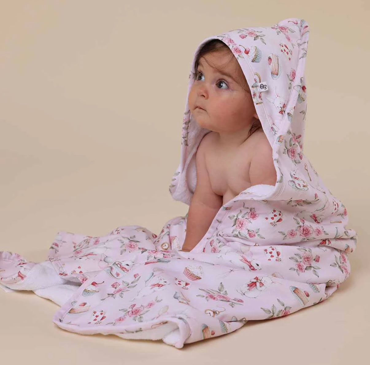 Snuggle Hunny Alice’s Tea Party Hooded Baby Towel