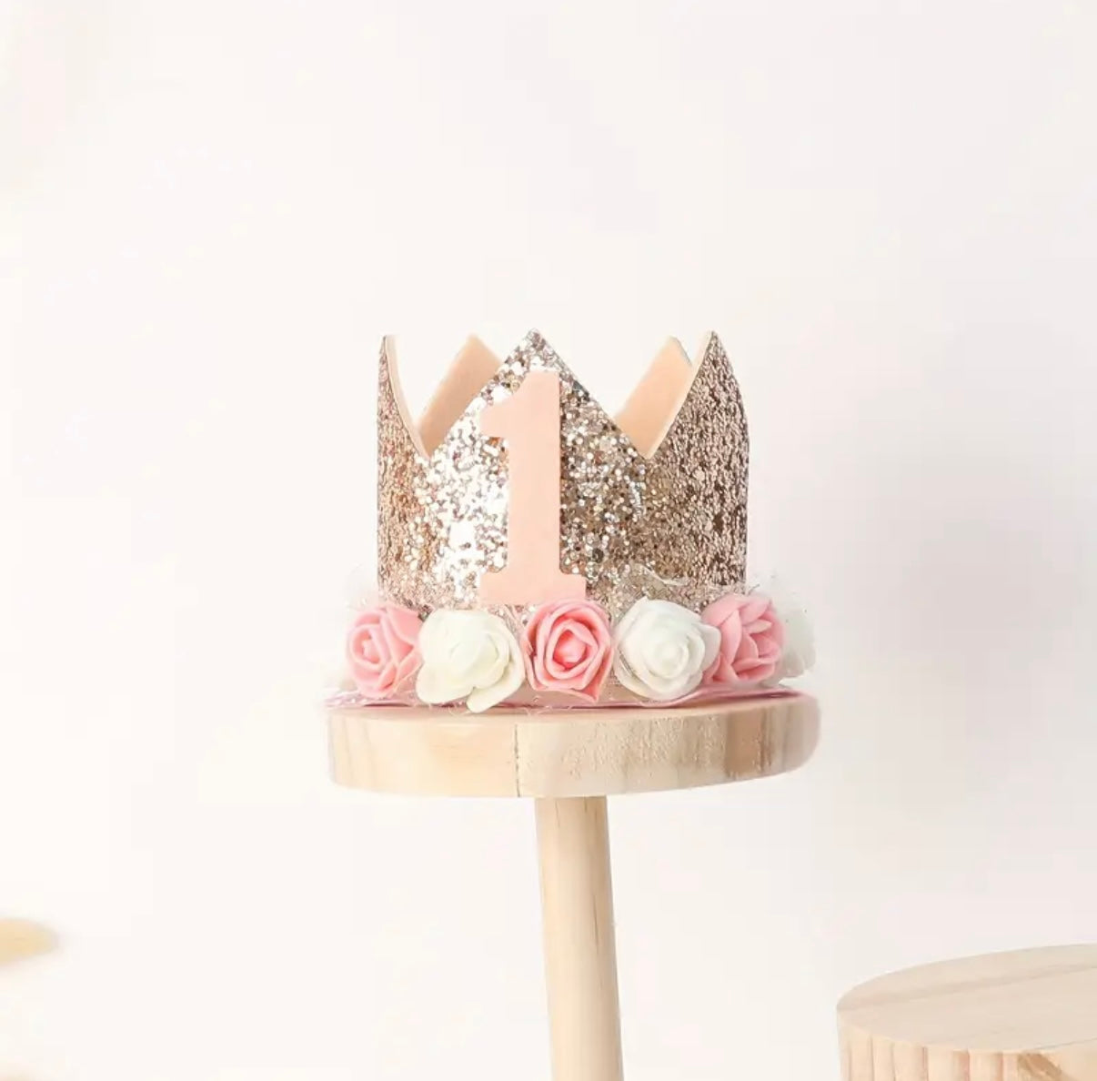 1st Birthday Hat Floral Crown Gold