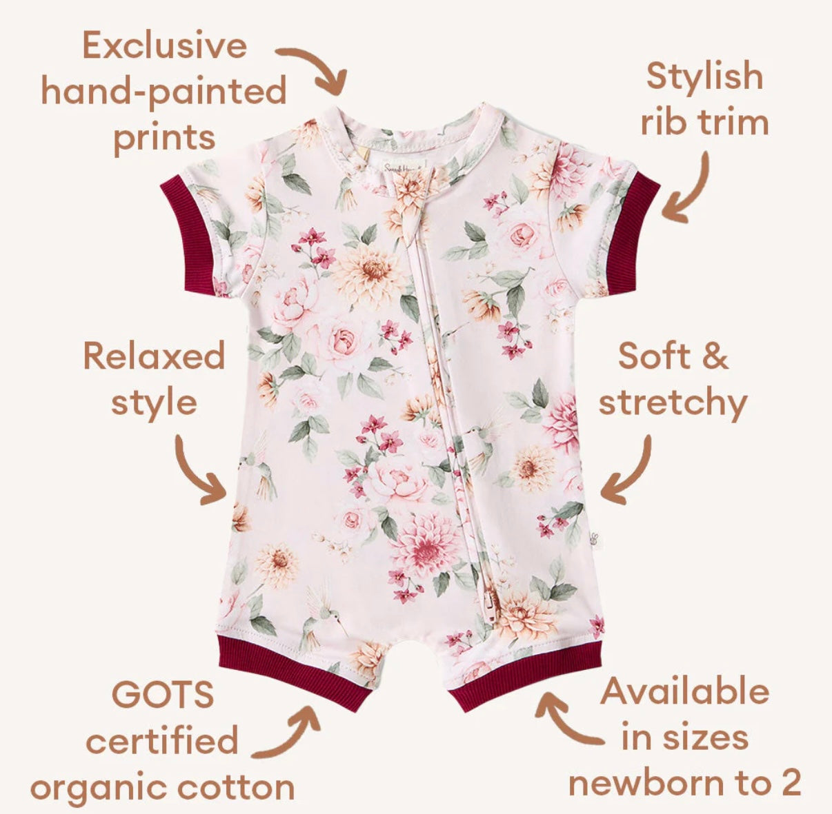 Snuggle Hunny Birds & Blooms Organic Snuggle Shortie