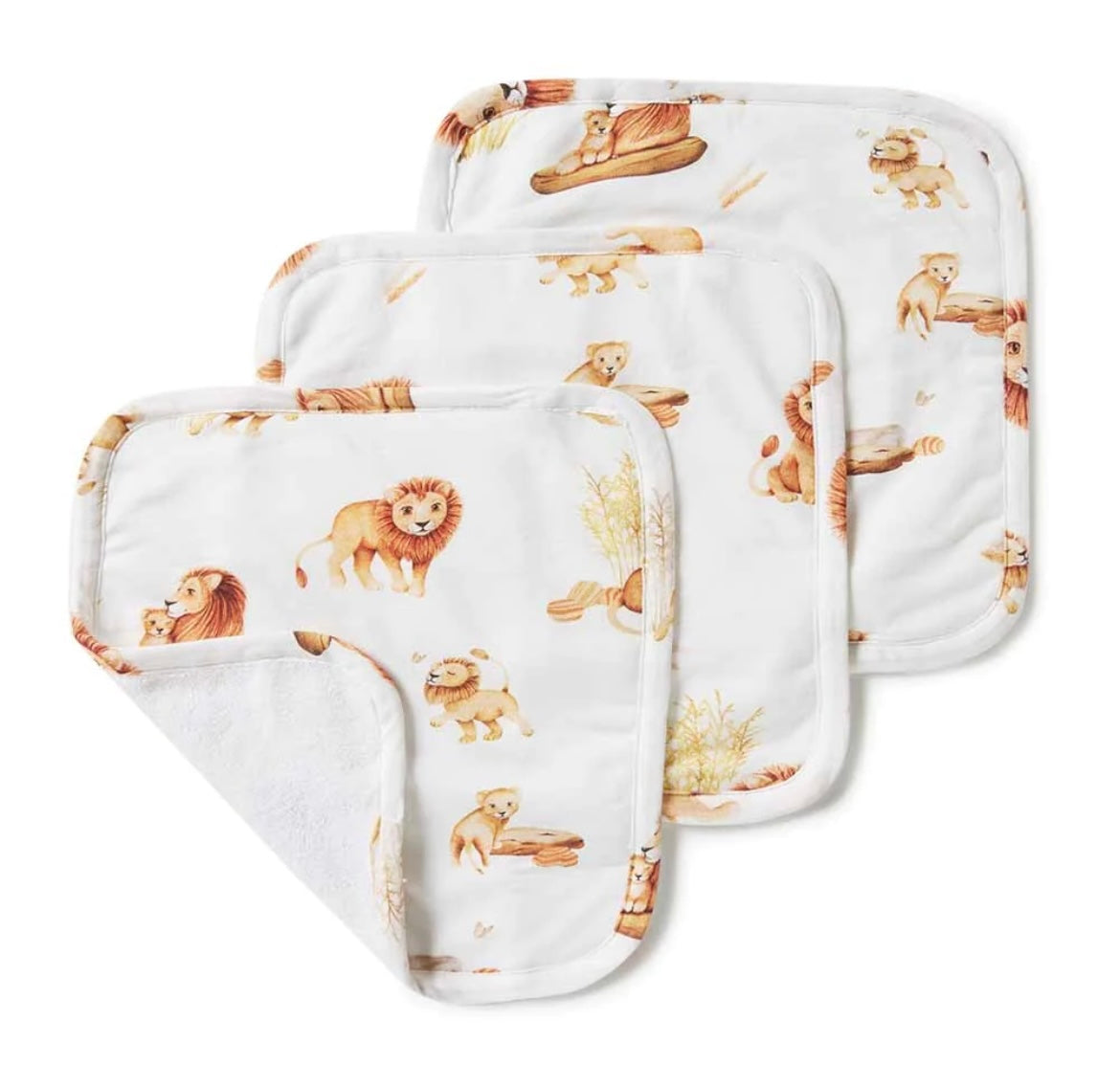 Snuggle Hunny Lion Wash Cloths 3 Pack