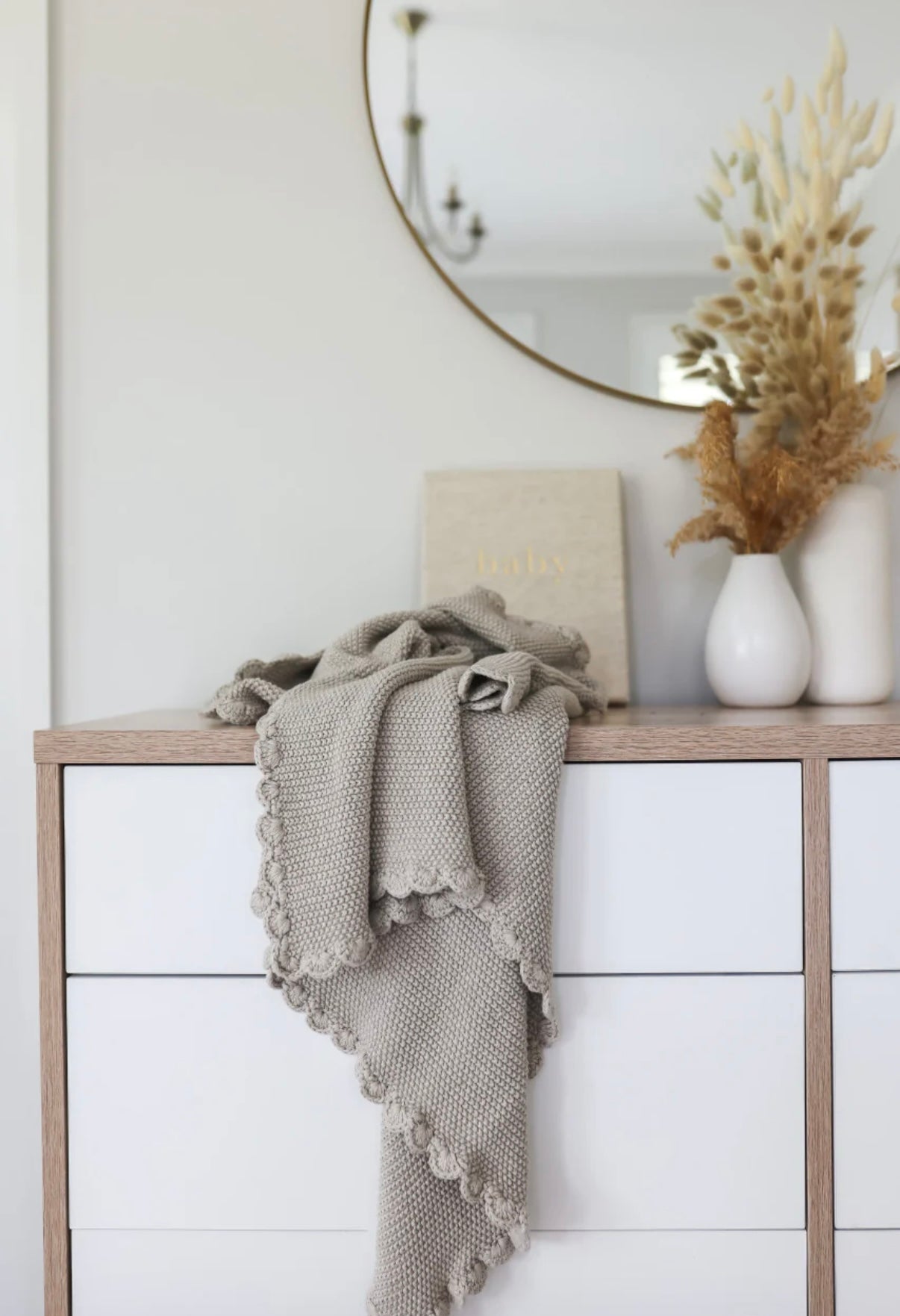 Alimrose Mini Moss Stitch Baby Blanket Latte