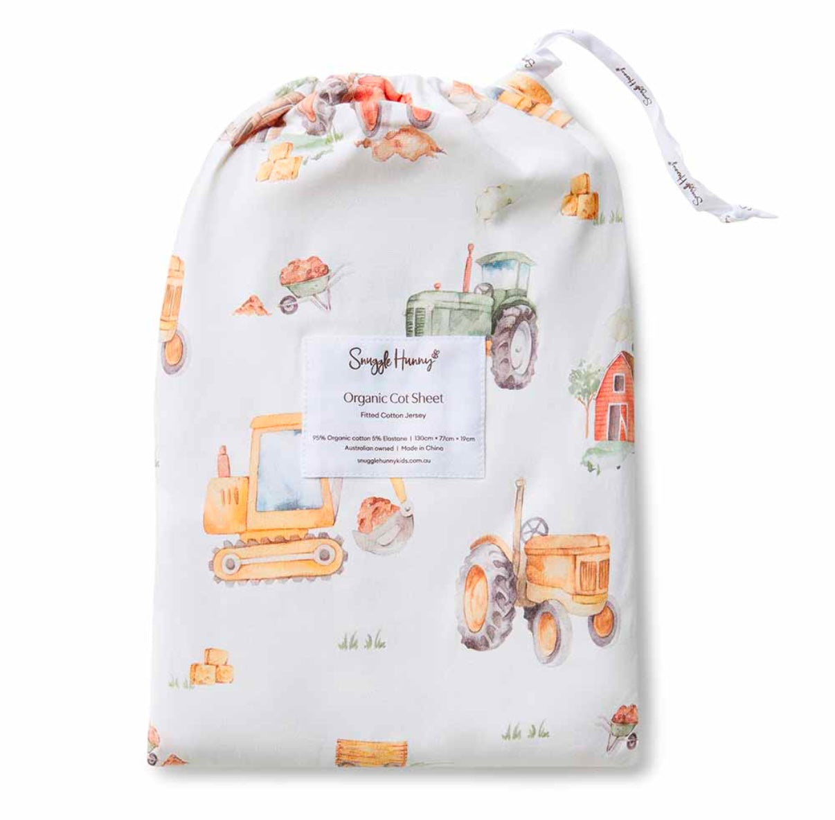 Snuggle Hunny Diggers & Tractors Fitted Cot Sheet