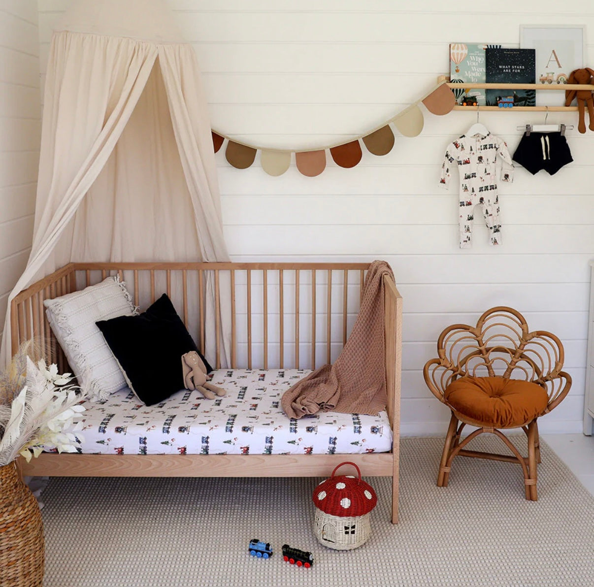Snuggle Hunny Fitted Cot Sheet Trains