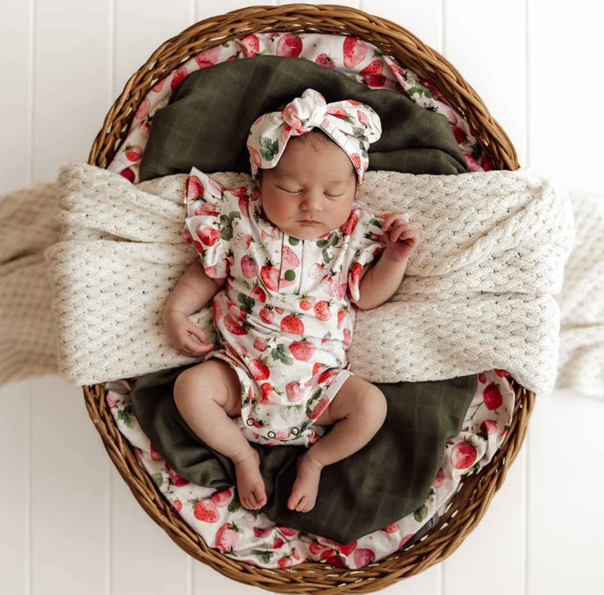 Snuggle Hunny Strawberry Short Sleeve Bodysuit with Frill