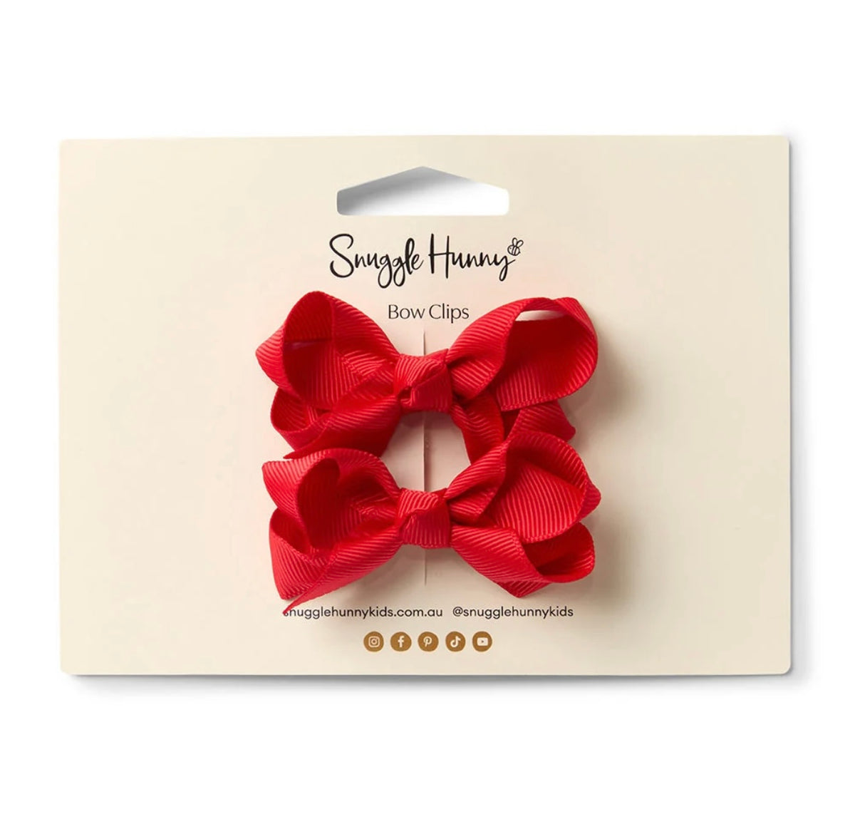 Snuggle Hunny Red Piggy Tail Hair Clip Bows
