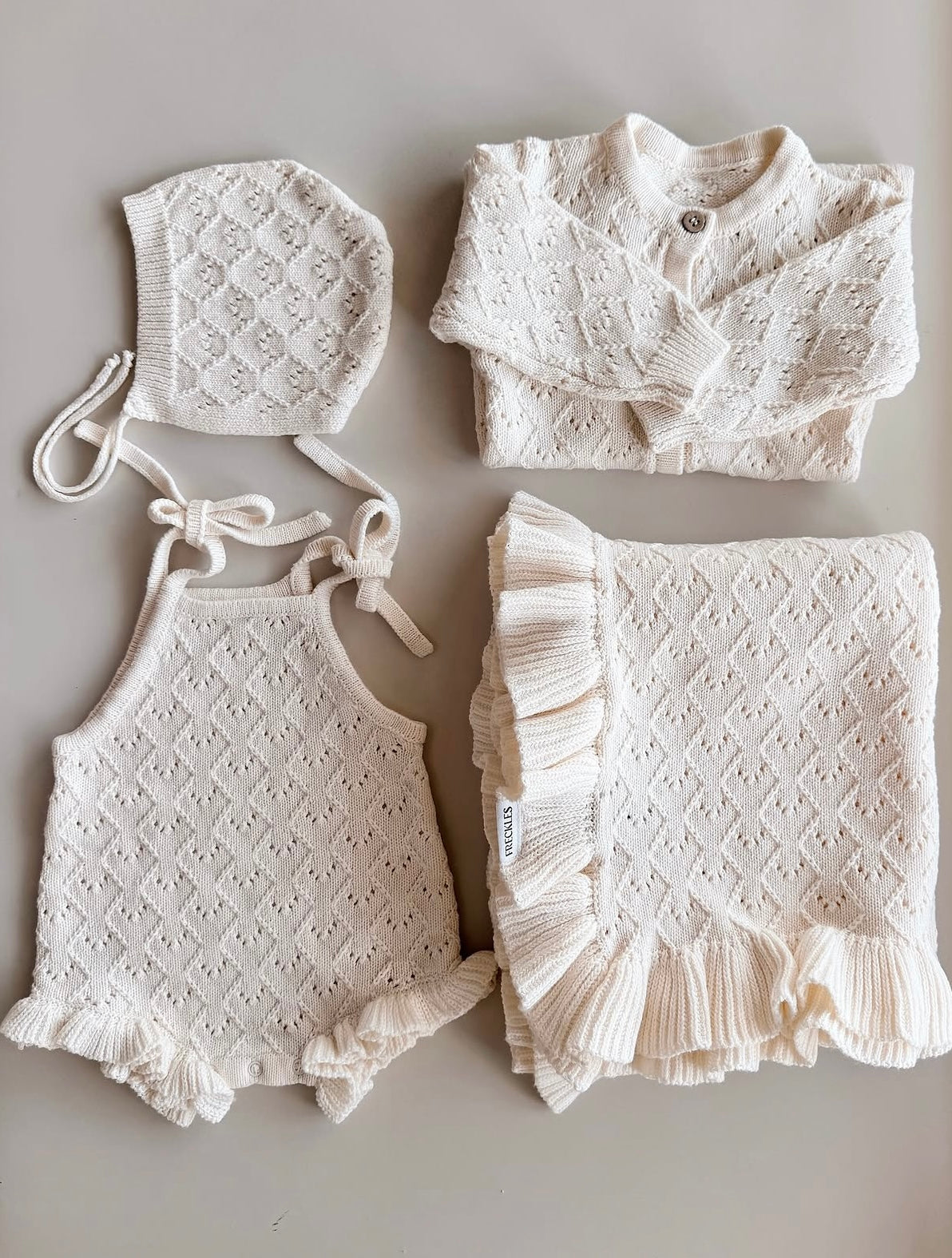 Freckles The Label Mila Pointelle Tie Romper Snow