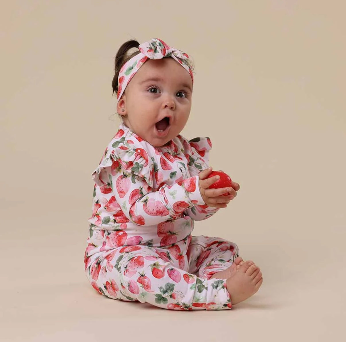 Snuggle Hunny Strawberry Snugglesuit Convertible Romper