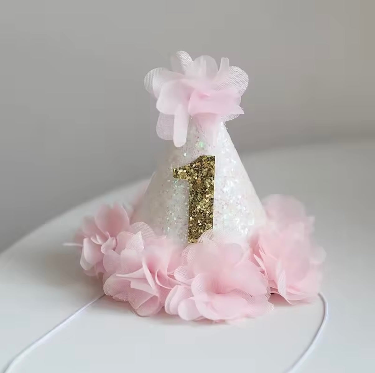 1st Birthday Hat Pink Floral