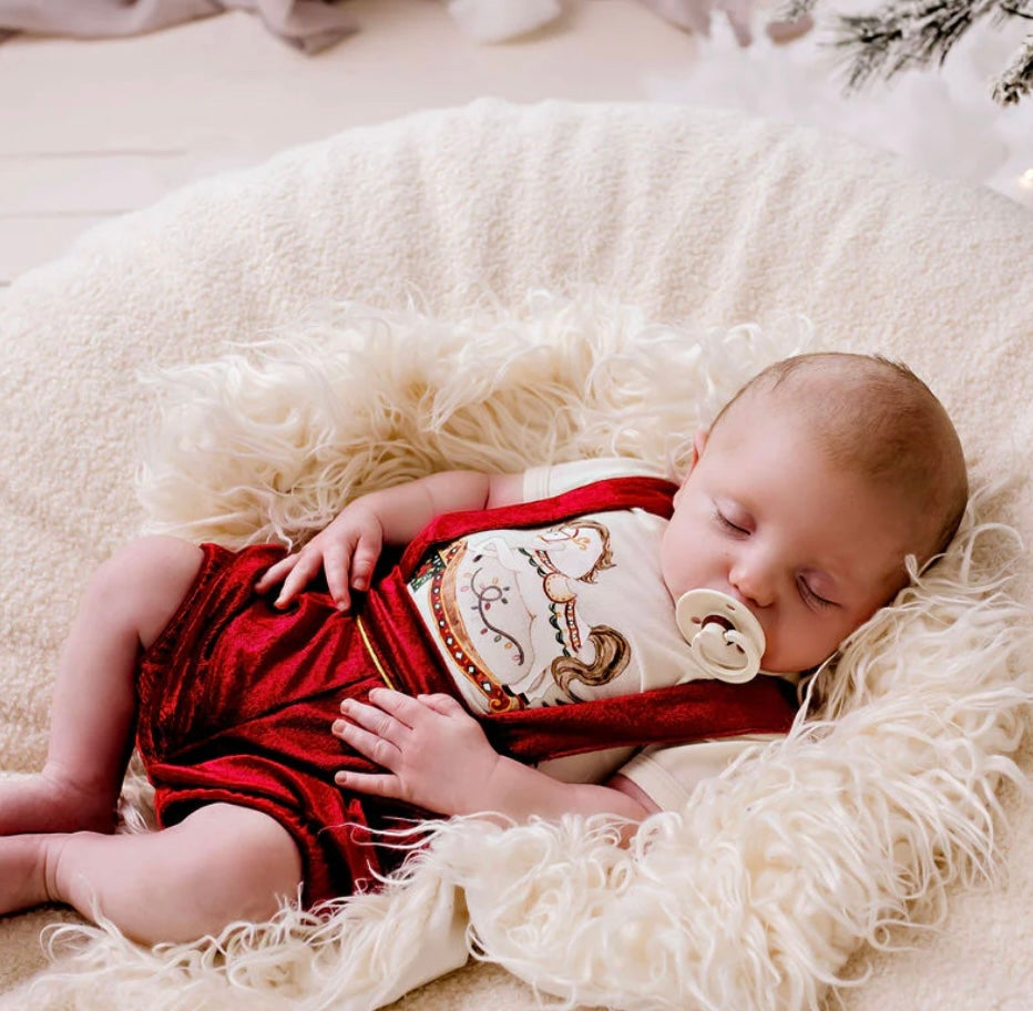Confetti Kidz Christmas Rocking Horse Bodysuit Eggnog