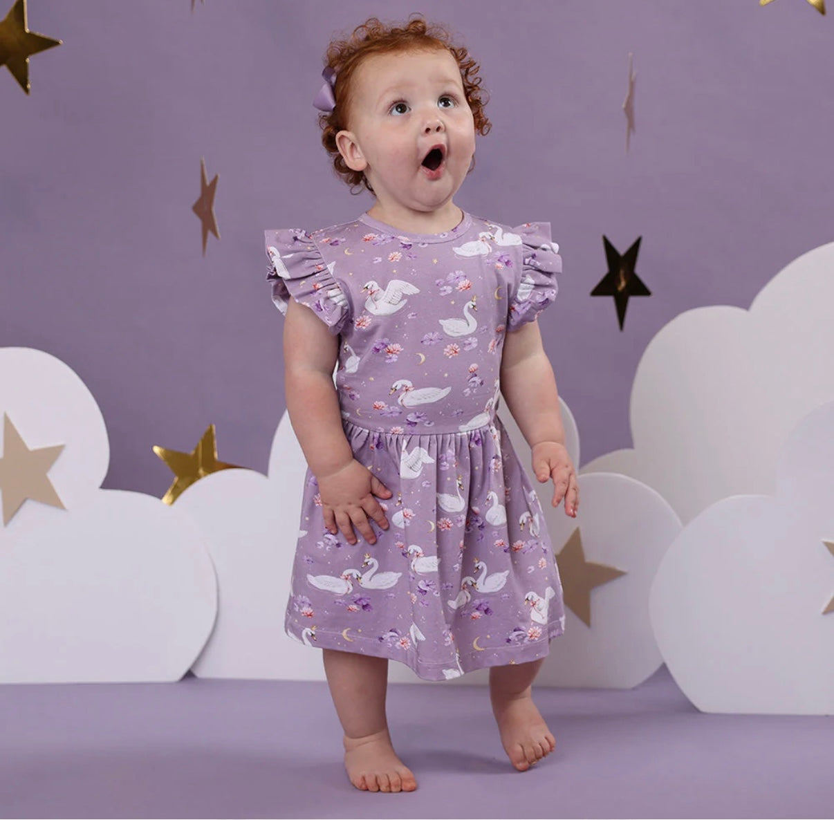 Snuggle Hunny Swan Lake Short Sleeve Dress