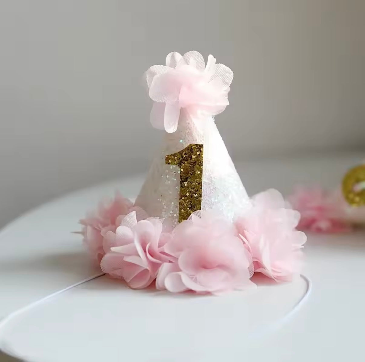 1st Birthday Hat Pink Floral