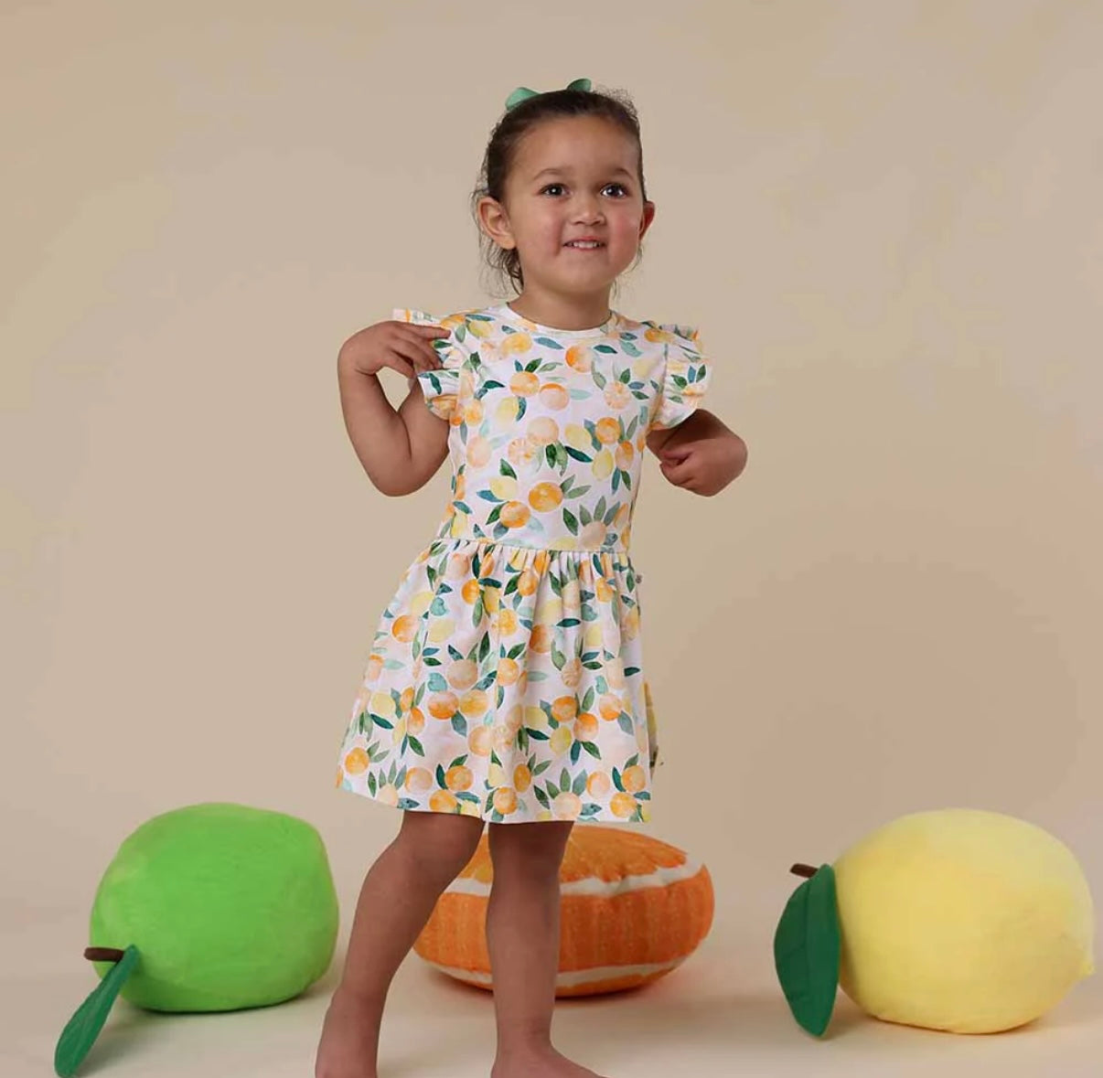 Snuggle Hunny Sunny Citrus Short Sleeve Dress