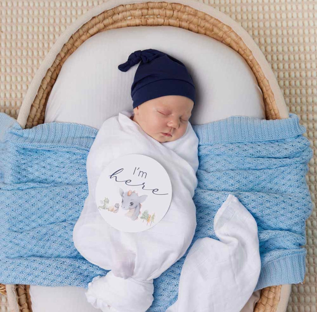 Snuggle Hunny Baby Blue Diamond Knit Baby Blanket