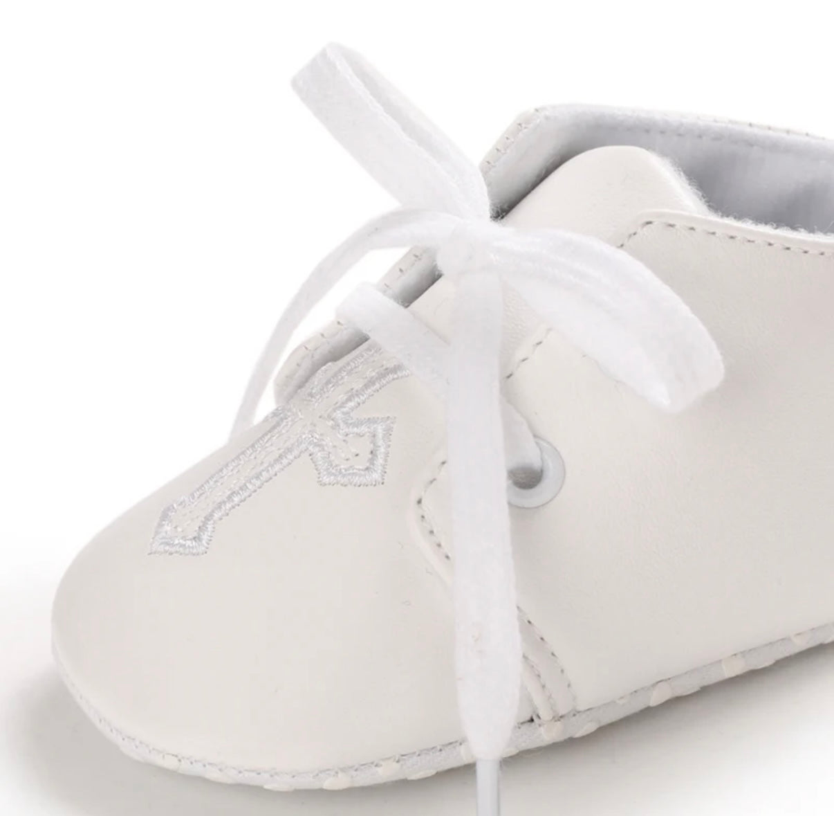 White Christening Baptism Shoes White Cross