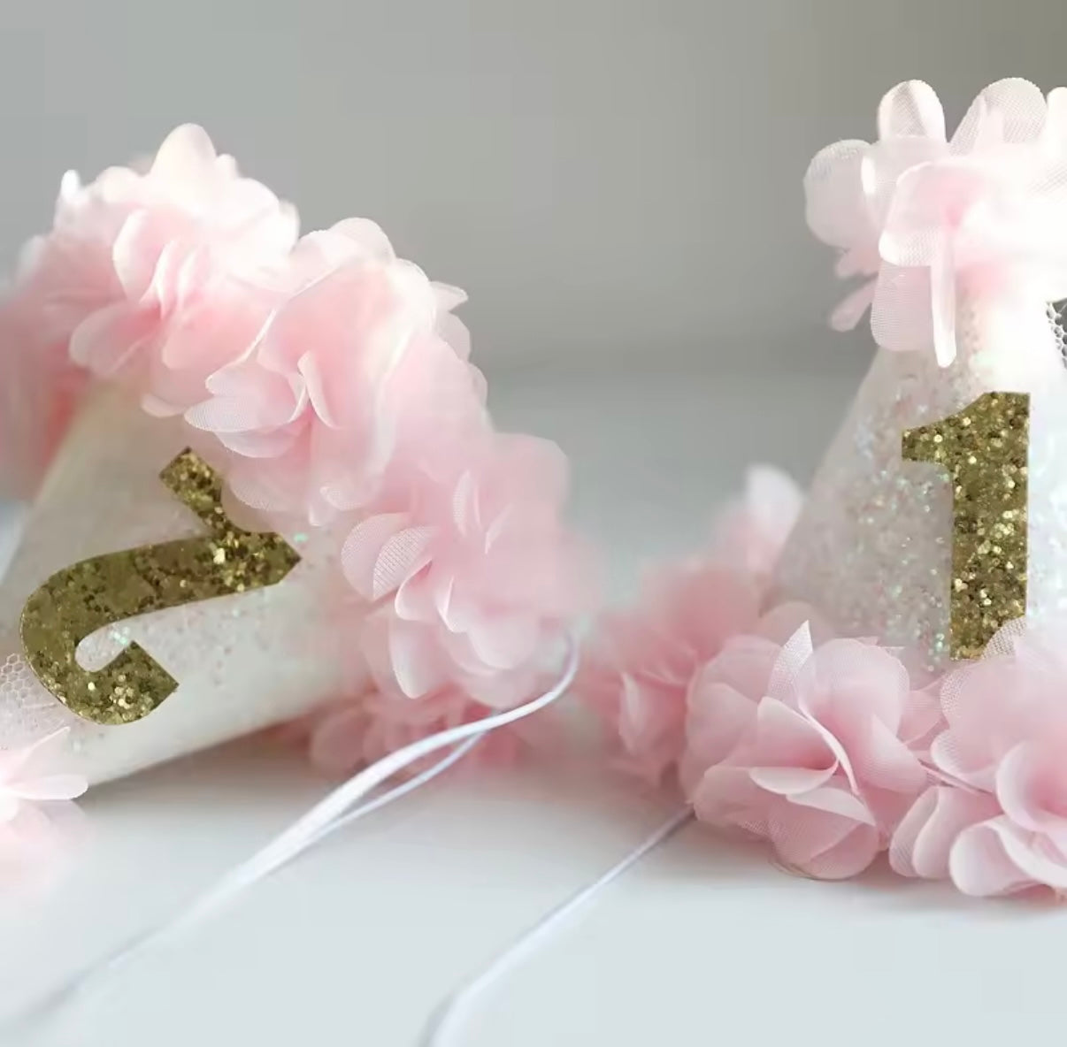 1st Birthday Hat Pink Floral