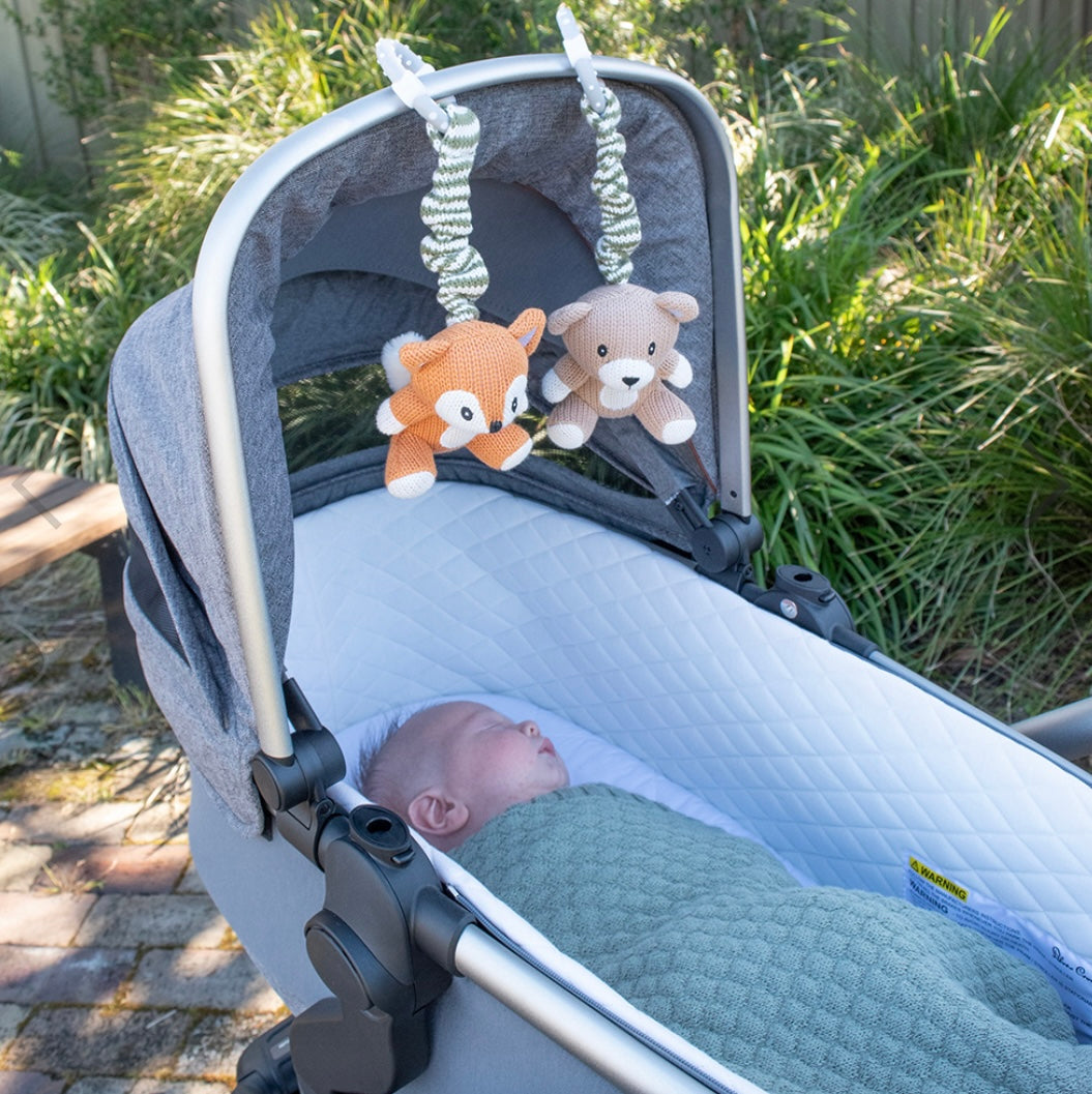 Living Textiles 2pk Stroller Toys Bear & Fox