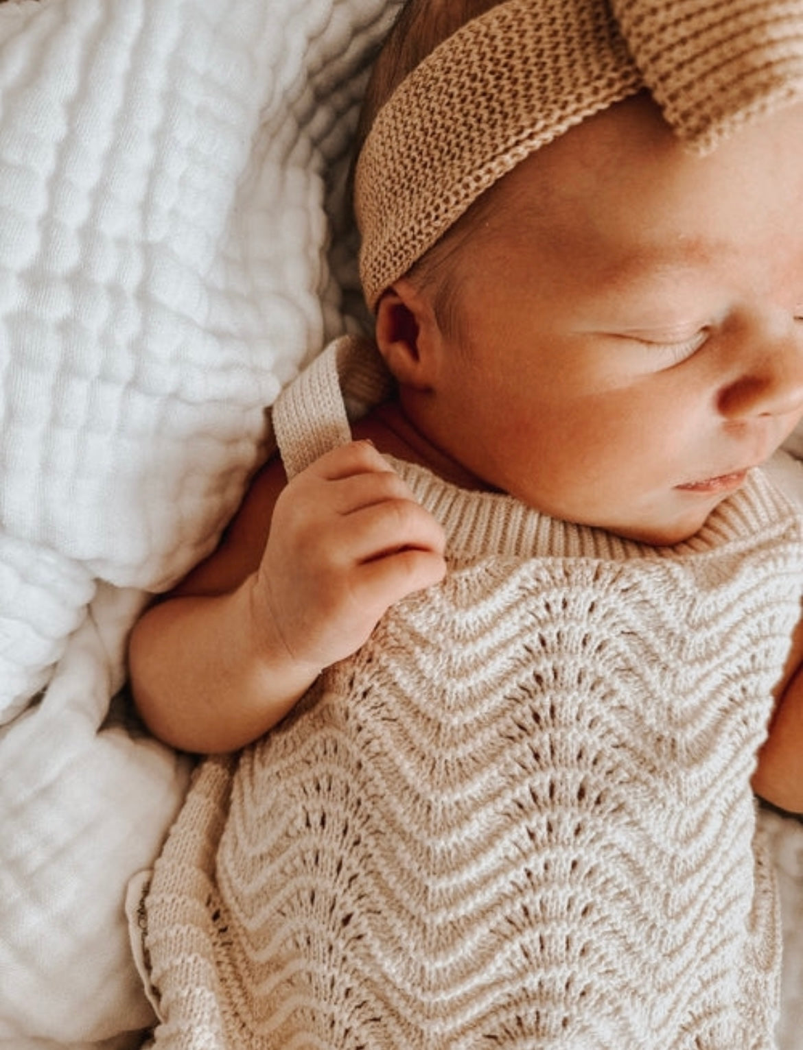 3 Little Crowns Wave Knit Bodysuit Oat