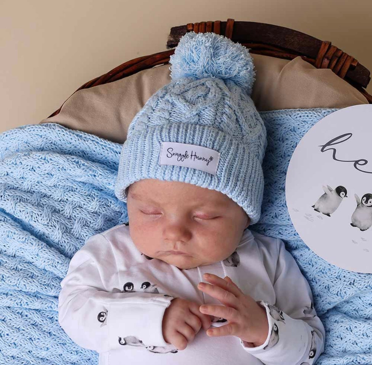 Snuggle Hunny Knit Beanie Baby Blue
