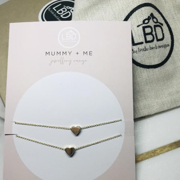 Mummy & Me Mother & Daughter Heart Necklaces Gold