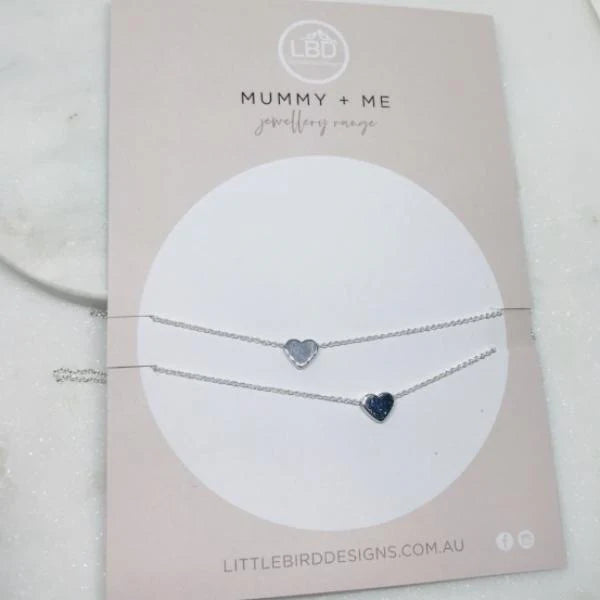 Mummy & Me Mother & Daughter Heart Necklaces Silver