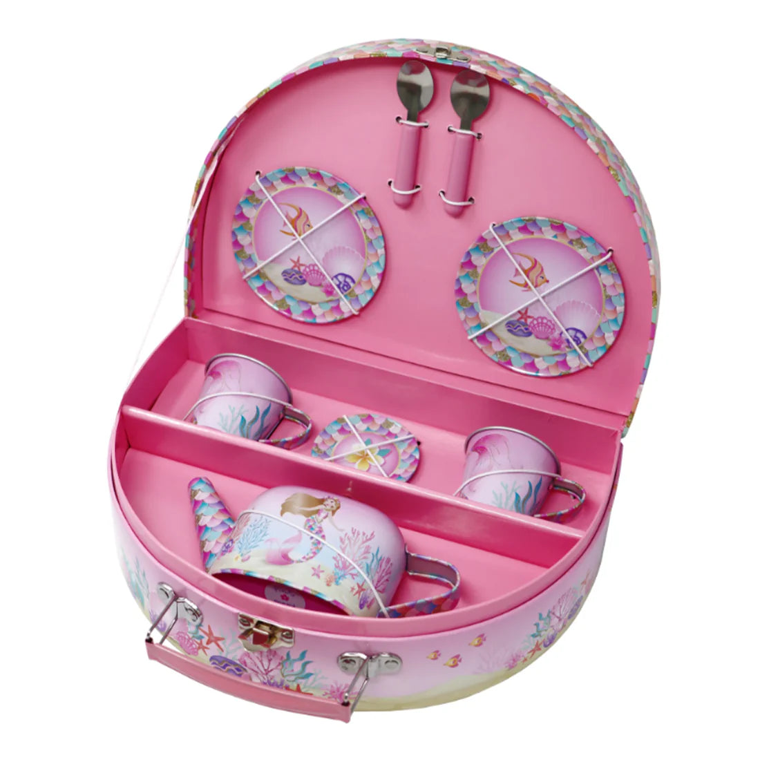 Pink Poppy Enchanted Mermaid Tin Tea Set