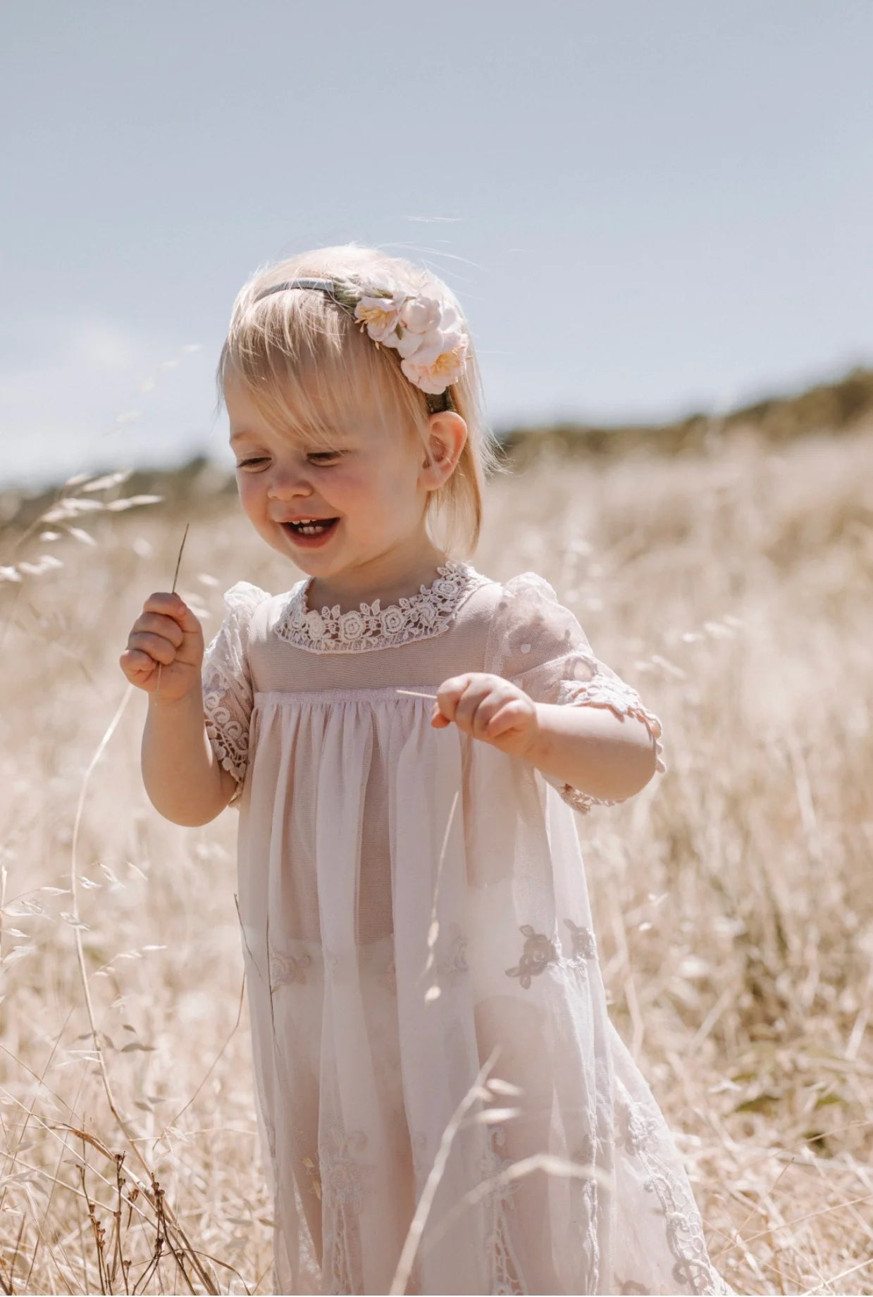Miss Rose Sister Violet Heirloom Cherub Lace Baby Dress Blush