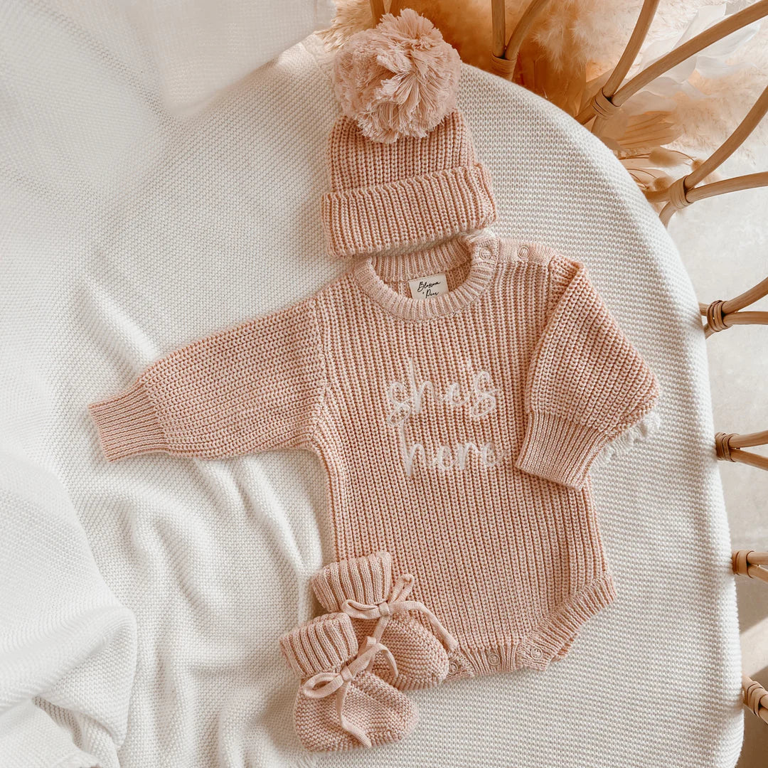 Blossom & Pear Mini Knit Booties Pink Lemonade