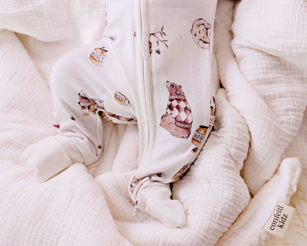 Confetti Kidz Bamboo Zipsuit Honey Bears