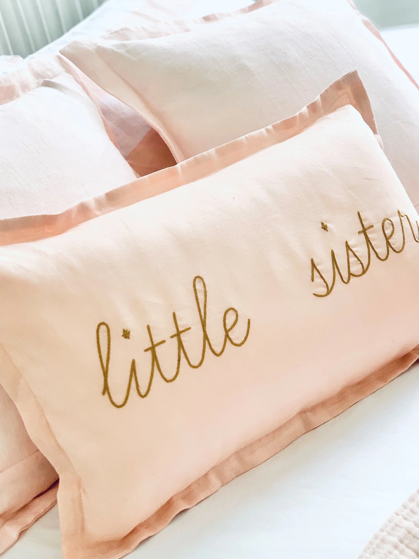 Little Nordic Sol Little Sister Linen Cushion Champagne Pink