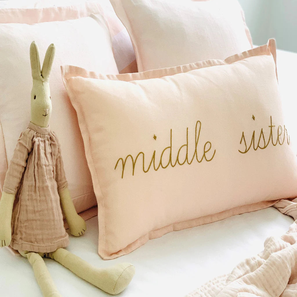 Little Nordic Sol Middle Sister Linen Cushion Champagne Pink