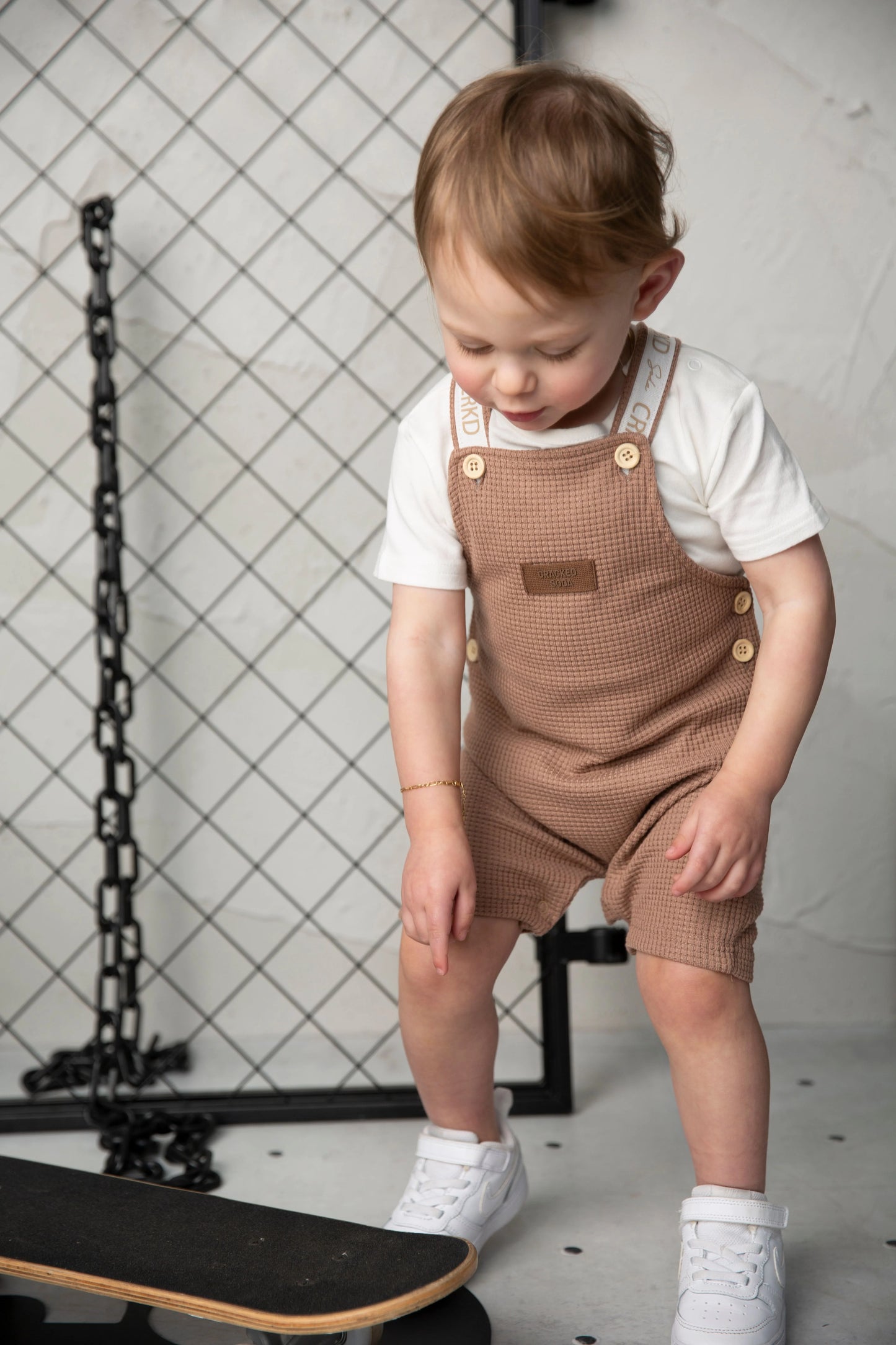 Cracked Soda Dash Waffle Overalls Set Mocha