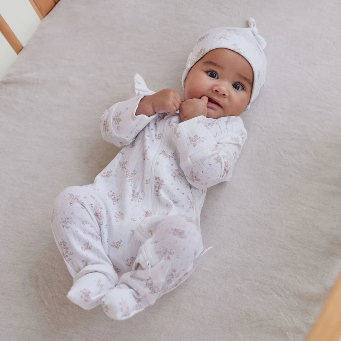 Aster & Oak Posie Floral Zip Romper